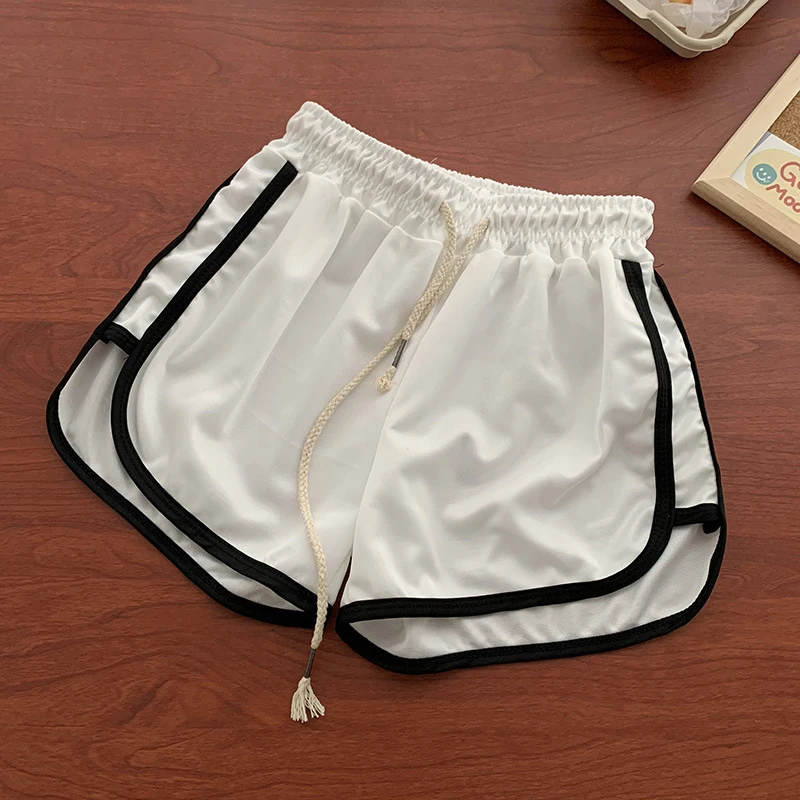 Shorts de esportes feminino de cintura alta solta, lazer, minimalista, elegante, casual, em casa