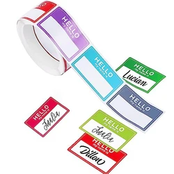 8 Colors 200 Pcs Hello My Name is Stickers 1'' x 1.57'' Tiny Size Name Tag Newborn Baby Name Sticker Labels for Classroom School