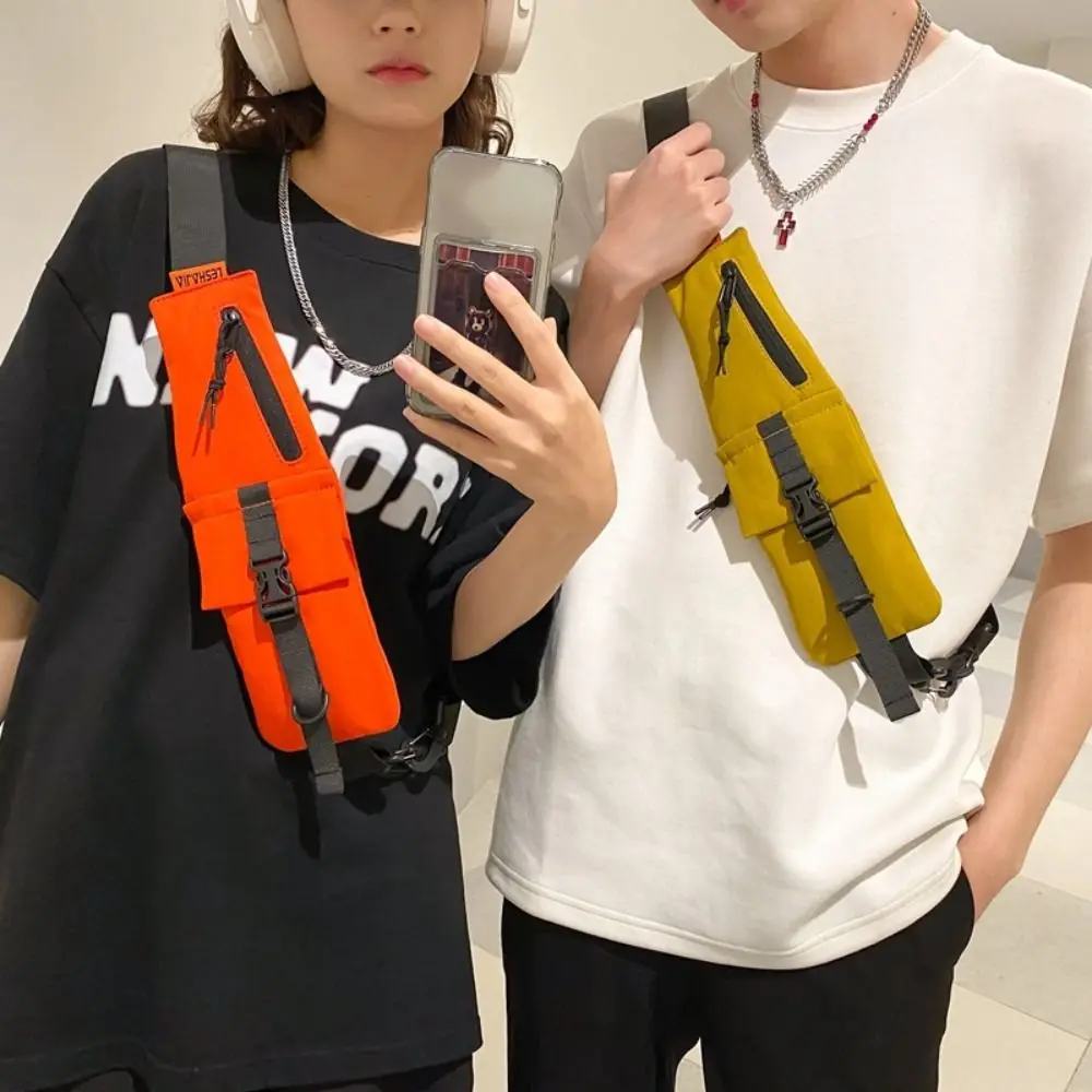 Trendy Nylon Sling Bag Multicolor Large Capacity Chest Bag Lightweight Adjustable Strap Crossbody Phone Bag Outdoor Travel