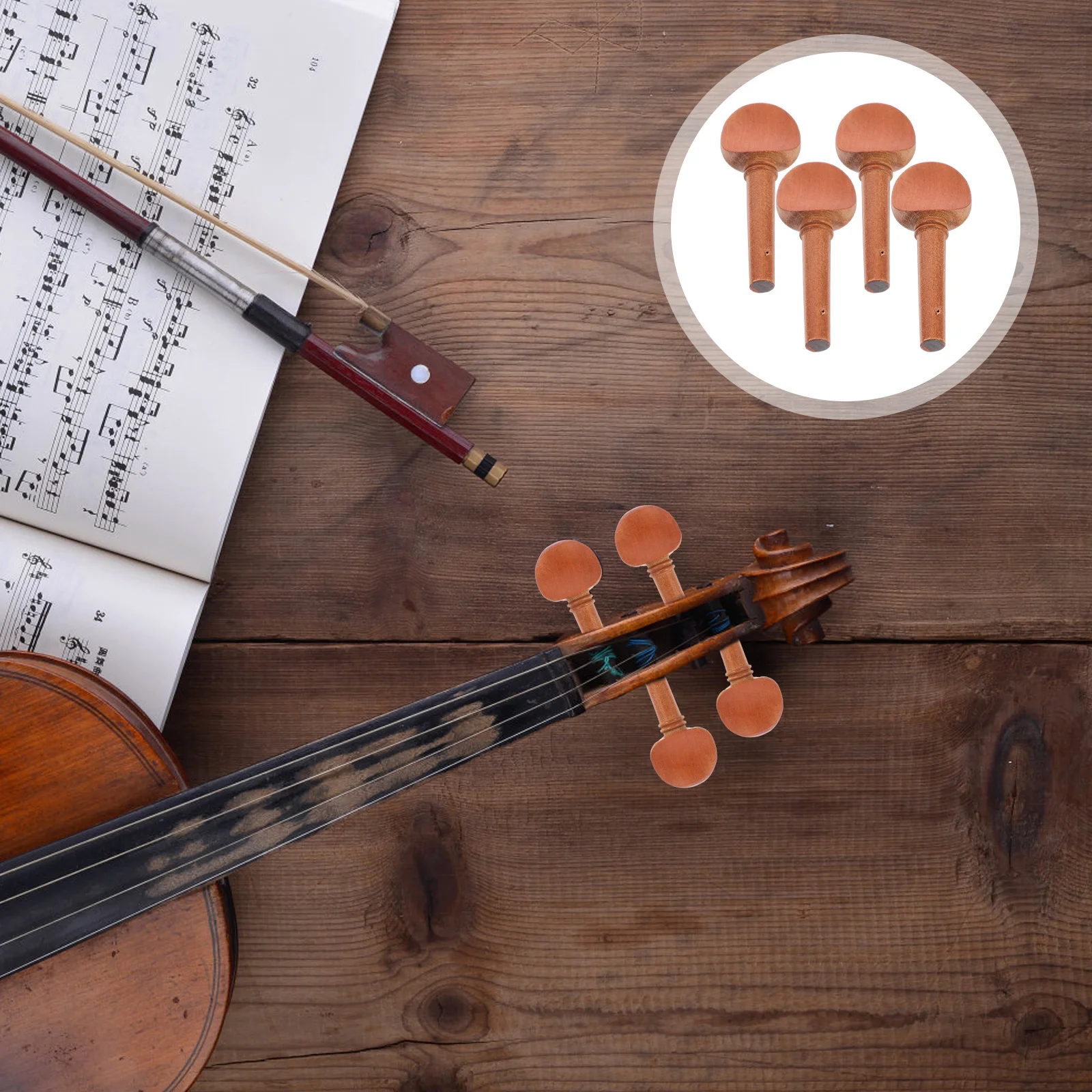 

4Pcs Violin Tuning Pegs Jujube Wood Craftsmanship Smooth Surface Replacement Parts for DIY Violin Maintenance Sturdy Wooden Pegs