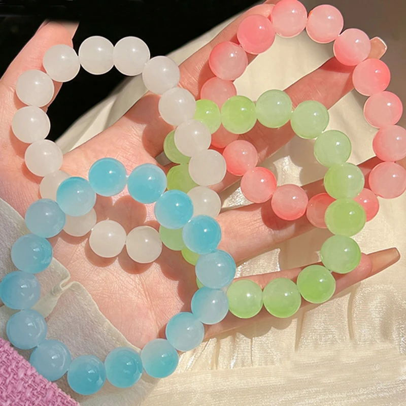 Natural Cat Eye Stone Bracelet Charm Women Opal Beaded Bracelets Multicolor Stretch Bangles Men Yoga Wrist Jewelry Friends Gifts