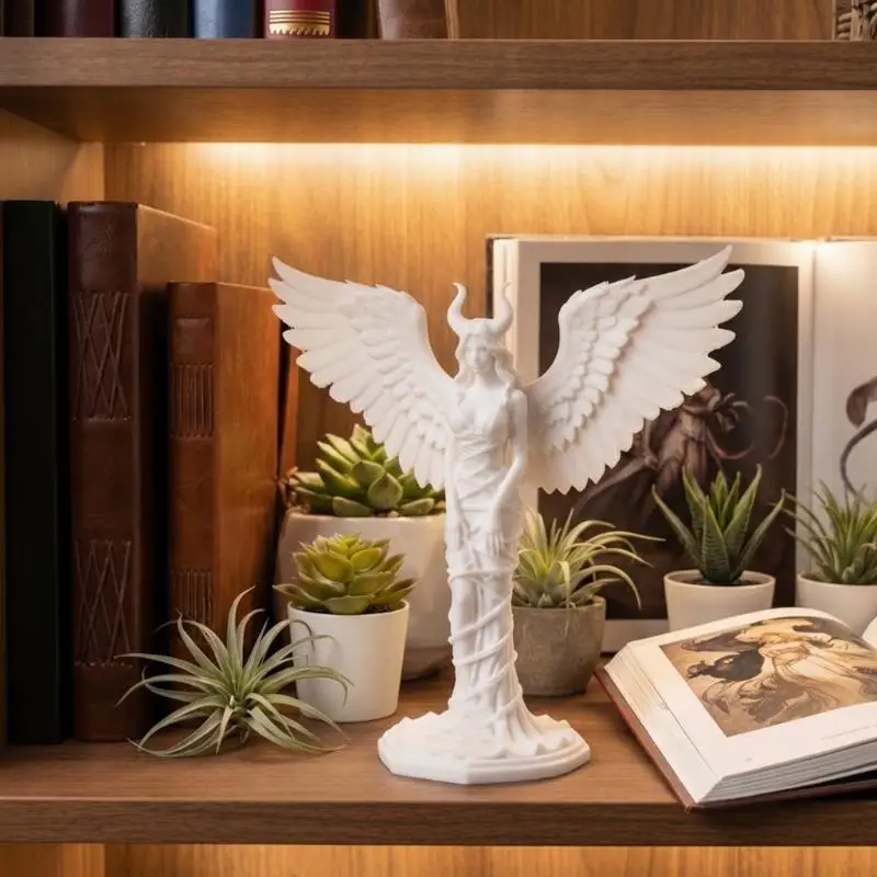 Durable Decorative Sculptures Devil Angel Ornaments Demon Angel Statue with 3d Printed Wings Matte Texture Fall-resistant