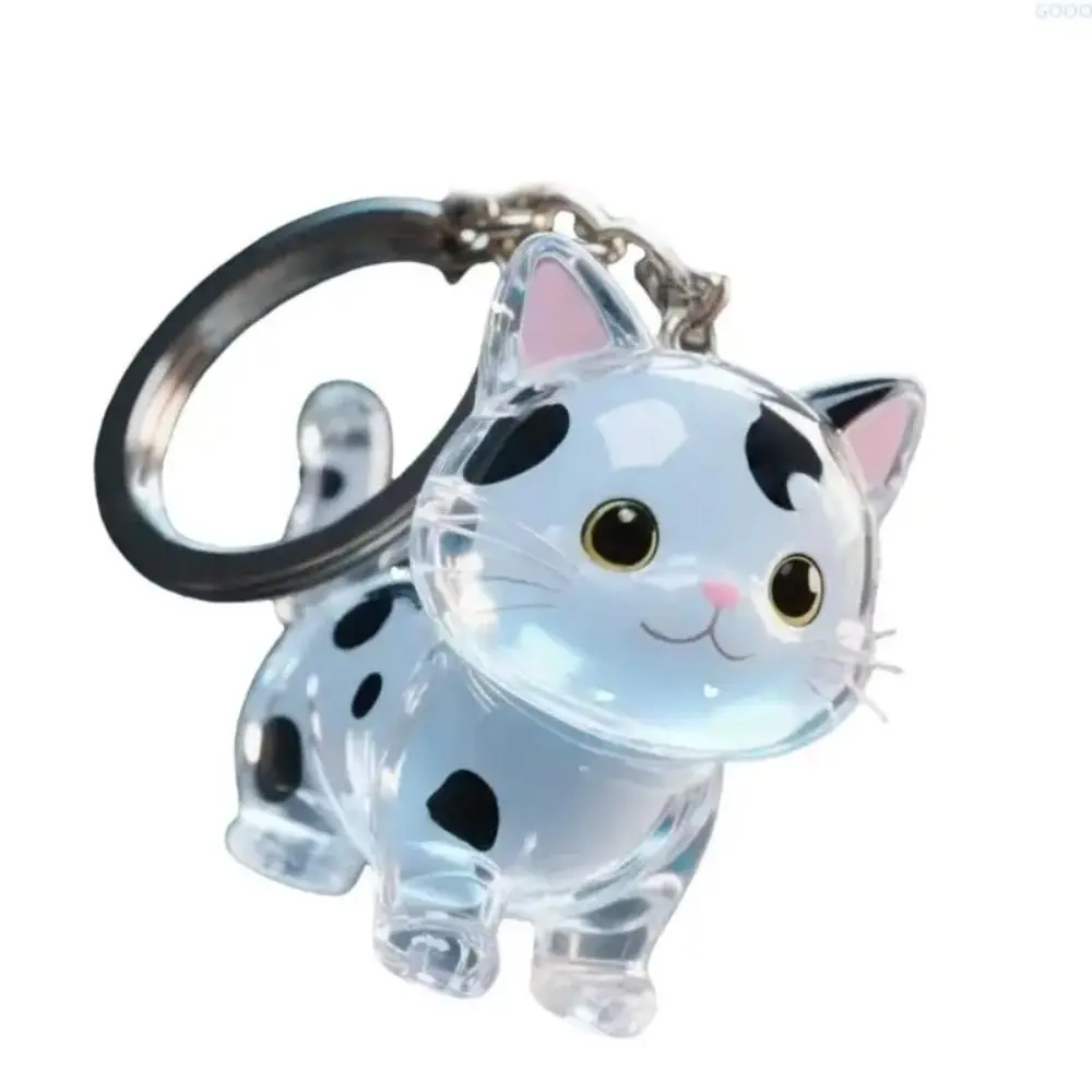 Transparent Cat Hair Acrylic Keychain Animal Shaped Handmade Cat Hair Storage Box Portable Siamese Cat Dog Fur Storage Pendant