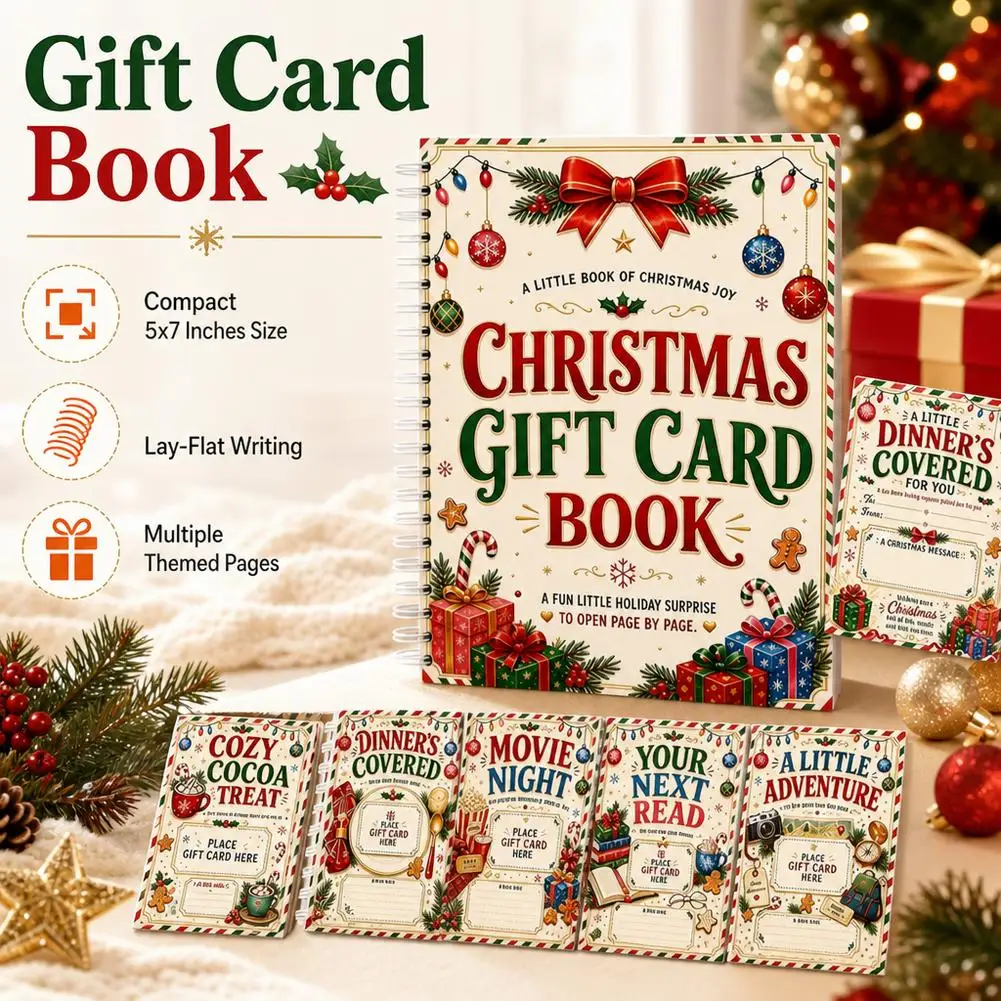 Spiral-Bound Christmas Gift Card Book for Teenagers Themed Inner Pages Secret Santa Classroom Gift Supplies