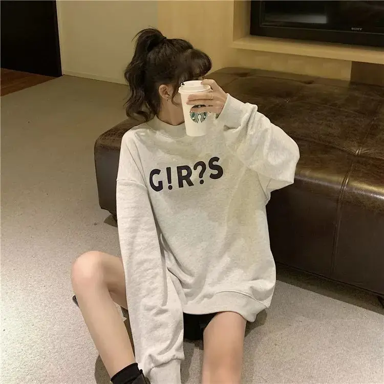 

Толстовки с графическим рисунком, женские ребристые подол, осенняя моющаяся одежда, уменьшающая возраст, рокабилли, нефлисовая лента с рисунком, современный девичий стиль