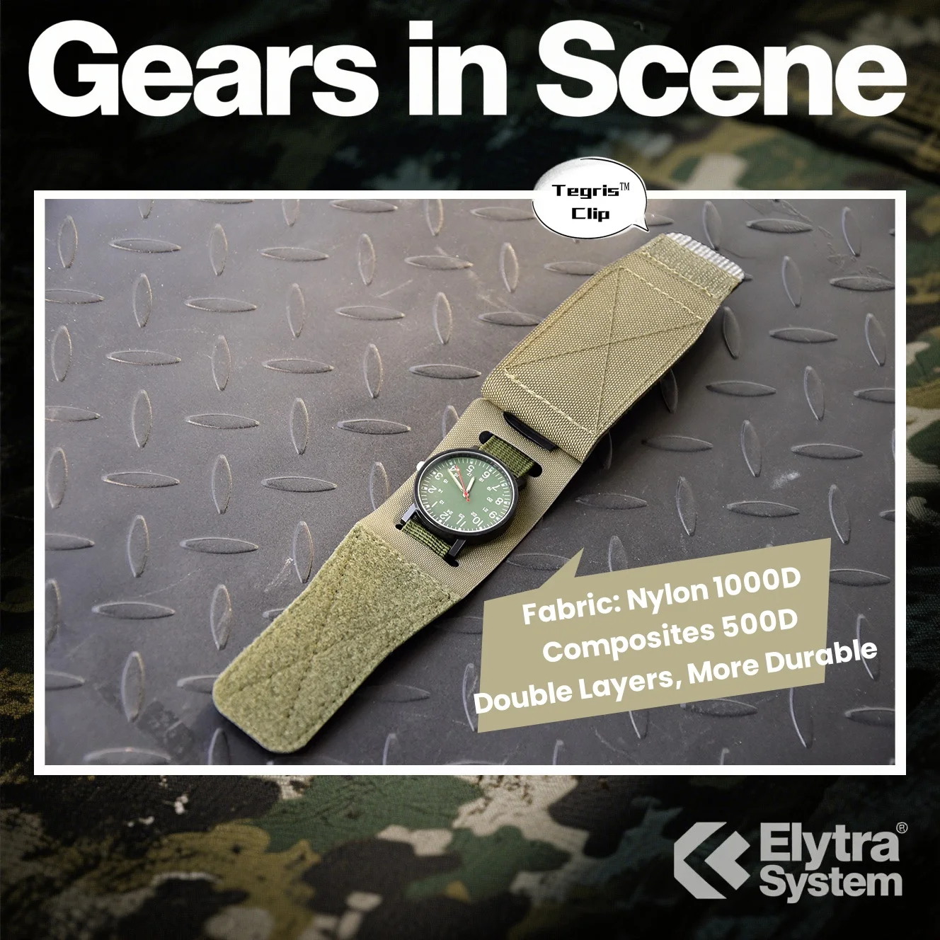 TACTICAL Uhrenarmband im Nylon-Stil mit Abdeckklappe, Smartwatch, kompatibel mit Herren und Damen, Outdoor-Jagduhrenarmbänder – Detail 8