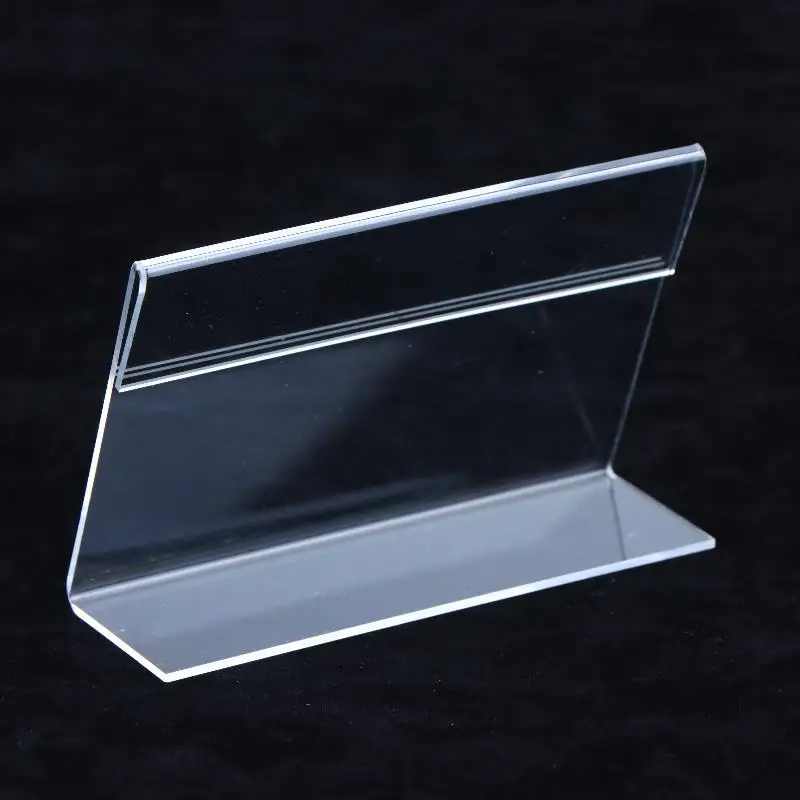5Pcs CLear Price Tag CLip Sign Card Holder Stands L Shape Mini Label Deskstop Stand Racks Acrylic Card Display Holders