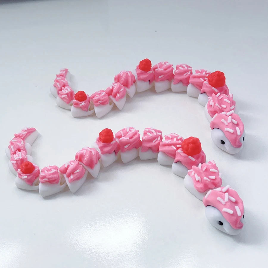 Modelo de serpiente de huevo impreso en 3d, adorno de animal de plástico que puede collar, articulaciones móviles, escultura creativa de decoración de escritorio