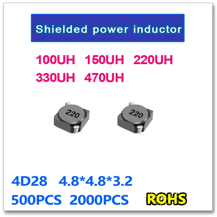 JASNPROSMA SMD Power Inductor 4D28 500PCS 2000PCS 100UH 120UH 150UH 220UH 330UH 470UH 101 121 151 221 331 471 4.8*4.8*3.2mm