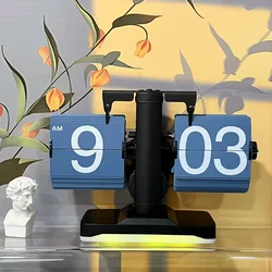 Creative Table Clock Desktop Clock European Creative Flip Down Page Desk Clocks Retro Flip Table Clock Mechanical Automatic Flip