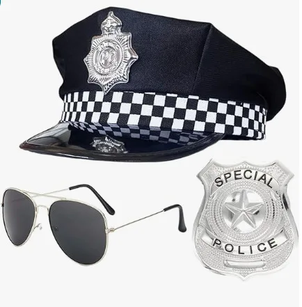 

Military Hat Army Peaked Adult police cap octagonal flat-topped role-playing fun props uniform accessories 8M168