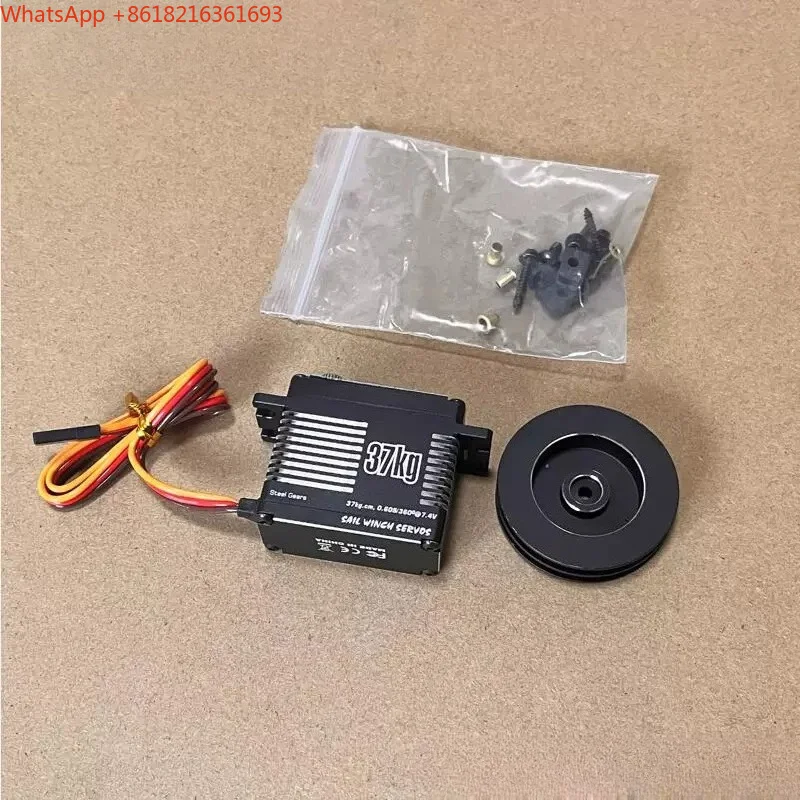 Limited Offer SW02BS 37Kg Force High Voltage Digital Metal Tooth Remote Control Sailboat Waterproof Noose Steering Gear 1-8 T
