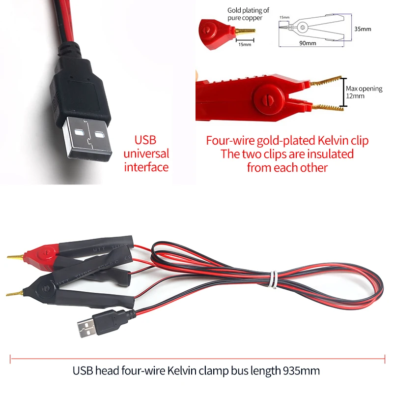 Vier draht yr1035 verwenden Batterie Innen widerstand verbessert Tester Sonden stift gestrafft Tests onde Pin Kelvin Clip – Detail 6