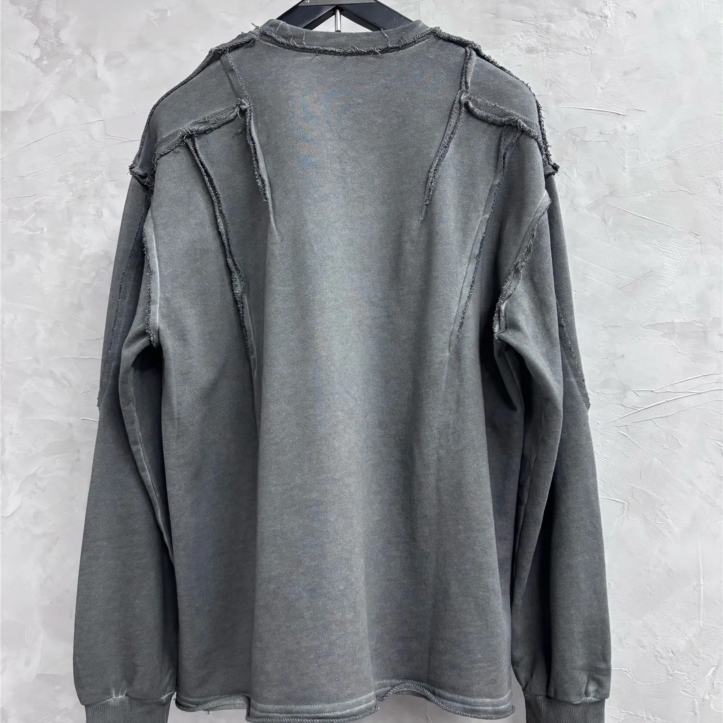 Wasteland Distressed Stitching Long Sleeve T-shirt Design Sense Retro Trendy Ruan Handsome Top Men and Women Bottoming Shirt