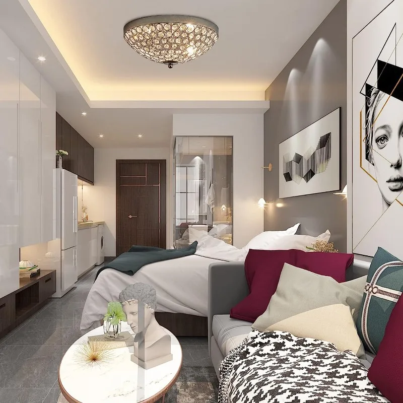 Crystal Ceiling Light Modern Minimalist Mini Bedroom Kitchen Bathroom Hallway Foyer Light