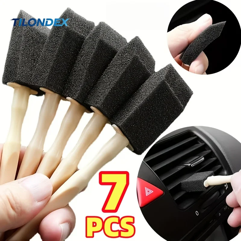 TILONDEX 7pcs Car Air Vent Cleaning Brush | Durable Plastic Dust Removal Sponge Crevice Brush for Grille and Interior Cleaning