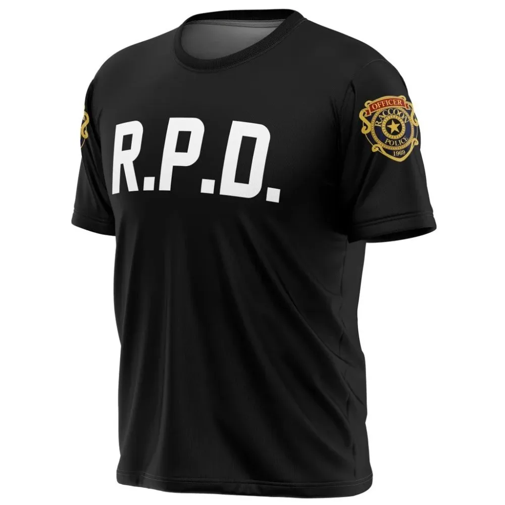 Resident Evil Police Station 3D Printed T-shirt Sports Quick-dry Breathable Game Cosplay Outdoor Short Sleeve Tops Tees Unisex