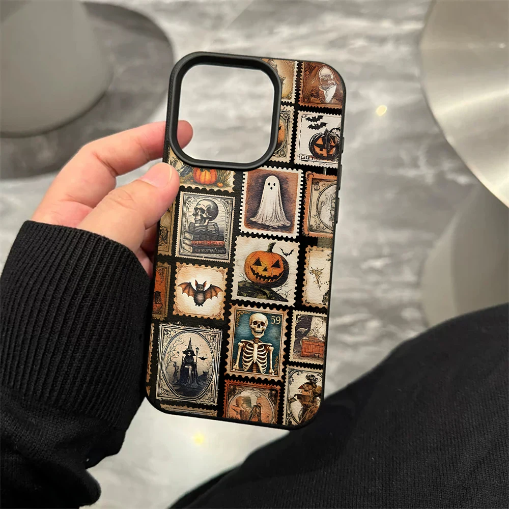 Halloween-Stempel-Handyhülle für iPhone 17 16 15 14 13 12 Pro Max 16 15 14 Plus 17 16 15 14 13 12 Pro 17Air Silikon-Matt-Cover – Detail 8