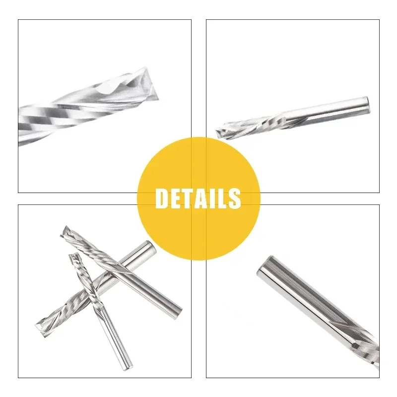 1Pcs 3.175/4/5/6/8/10mm Two Flutes UP And DOWN Cut Spiral Carbide Mill Cutters for Compression Wood PVC End Mill Cutter Bits