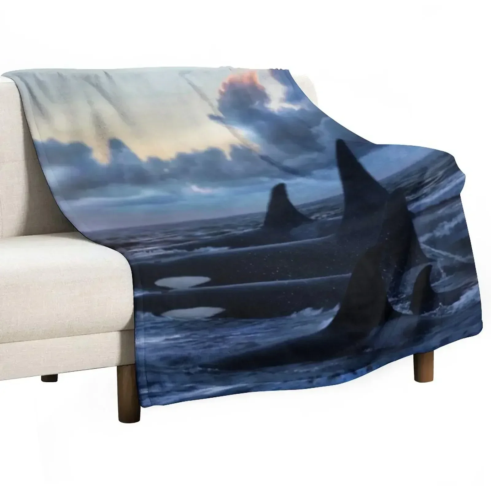 Orca Sunrise Throw Blanket Summer Designers Flannels Stuffeds Hairy Blankets Sofas Of Decoration Blankets