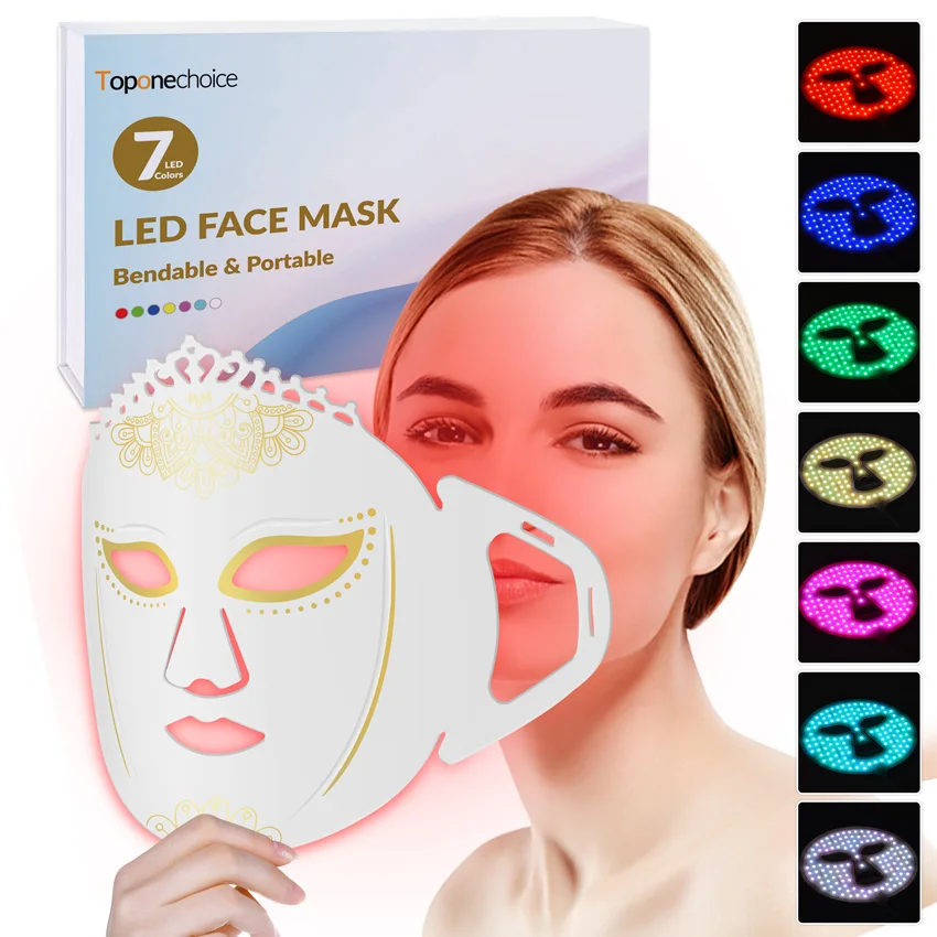 

Soft Silicone Face Mask 7 Colors 3 in 1 LEDs Facial Mask Red Light Photon Therapy for Anti Wrinkle Firming Skin Brightening Acne