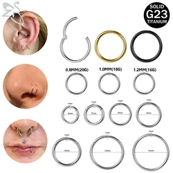 ZS 1 PC Hoop G23 Titanium Nose Ring 20G/18G/16G Round Septum Piercings Ear Helix Cartilage Daith Piercing Earring Jewelry 6-14MM