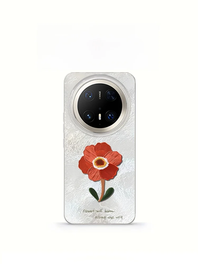 

Jiabeiyao Mate70 pro Phone Case Women's Full Cover Feathery Flower Design with Chain Creative Cartoon Protective