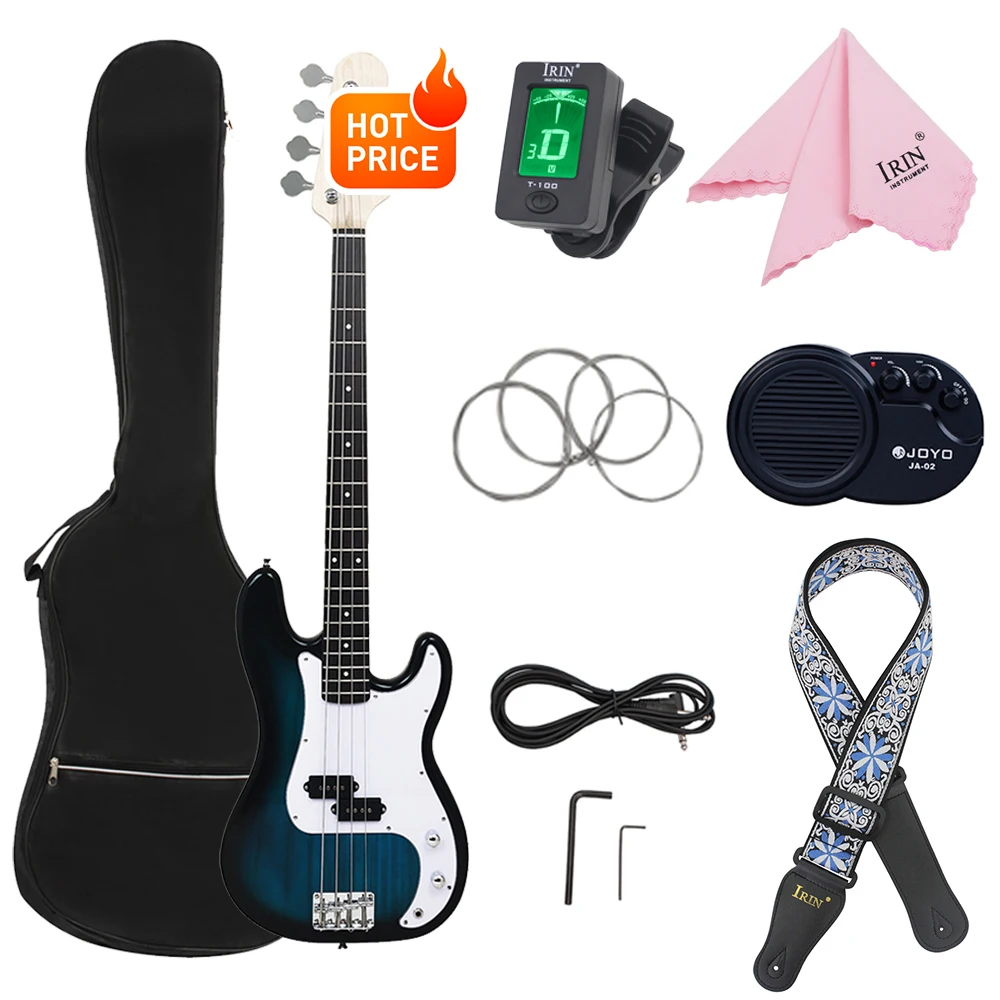 IRIN-Guitarra de bajo eléctrica, 4 cuerdas, 20 trastes, cuerpo de tilo, con bolsa, sintonizador de amplificador, piezas y accesorios para bajo