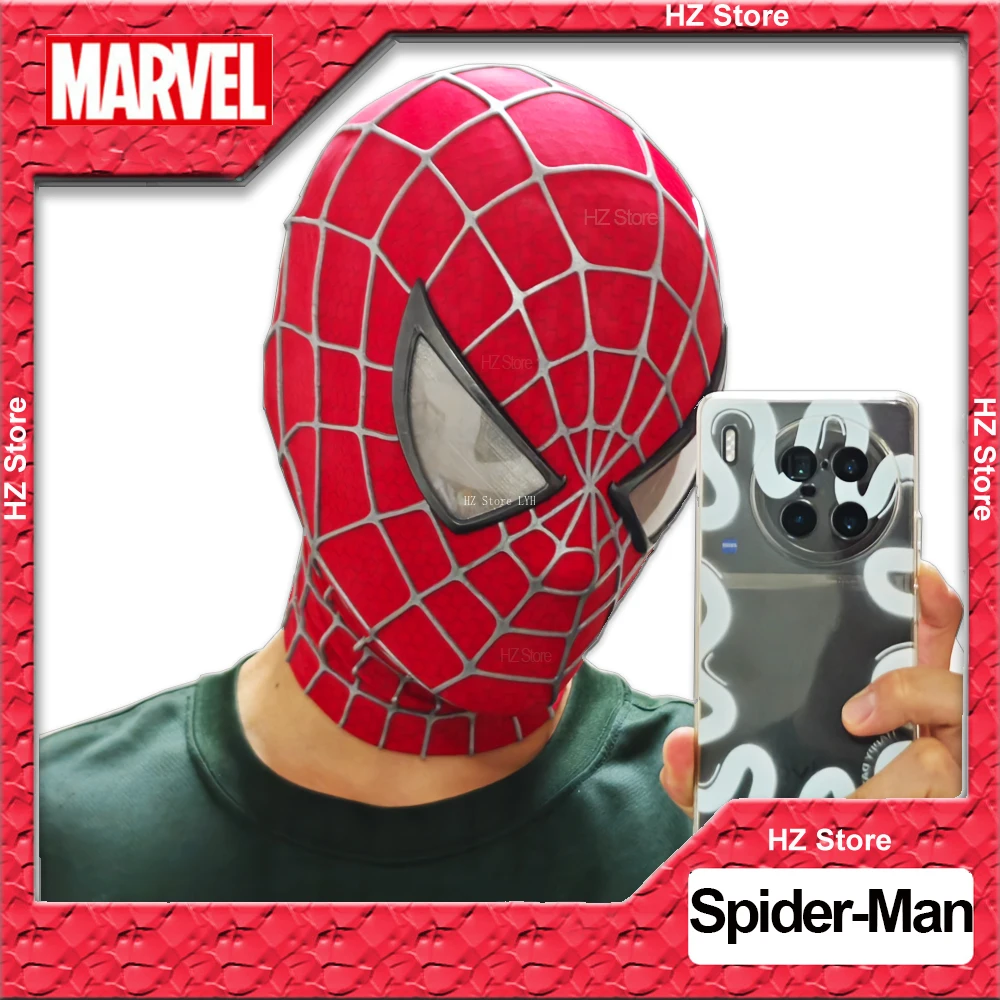 Marvel Spider-Man Sam Raimi Spiderman Mask with Faceshell & 3D Rubber Webs, Wearable Movie Prop Replica Halloween Cosplay Masks