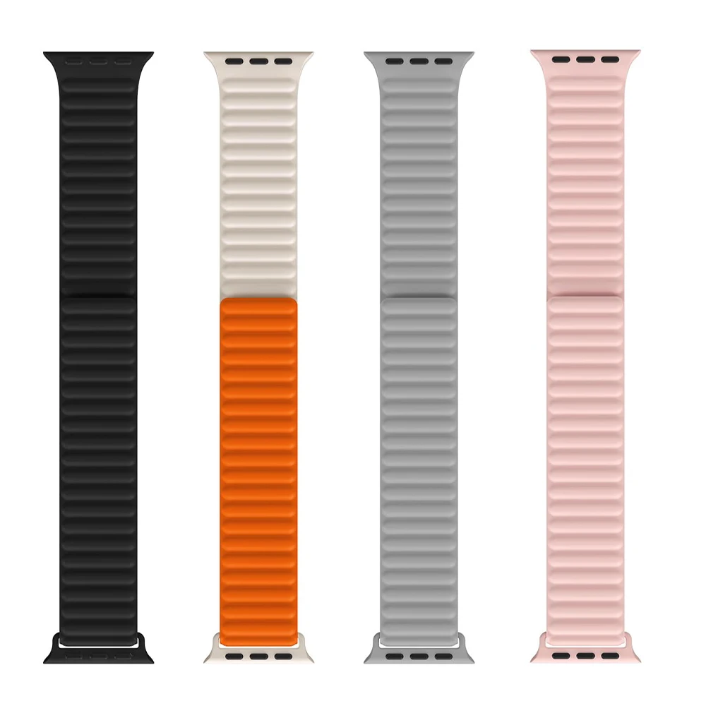 Magnetic Silicone Strap For Apple Watch Bands 44mm 40mm 46mm 45mm 42mm Bracelet iWatch Series 12 11 10 9 8 7 6 SE Ultra 4 3 49MM