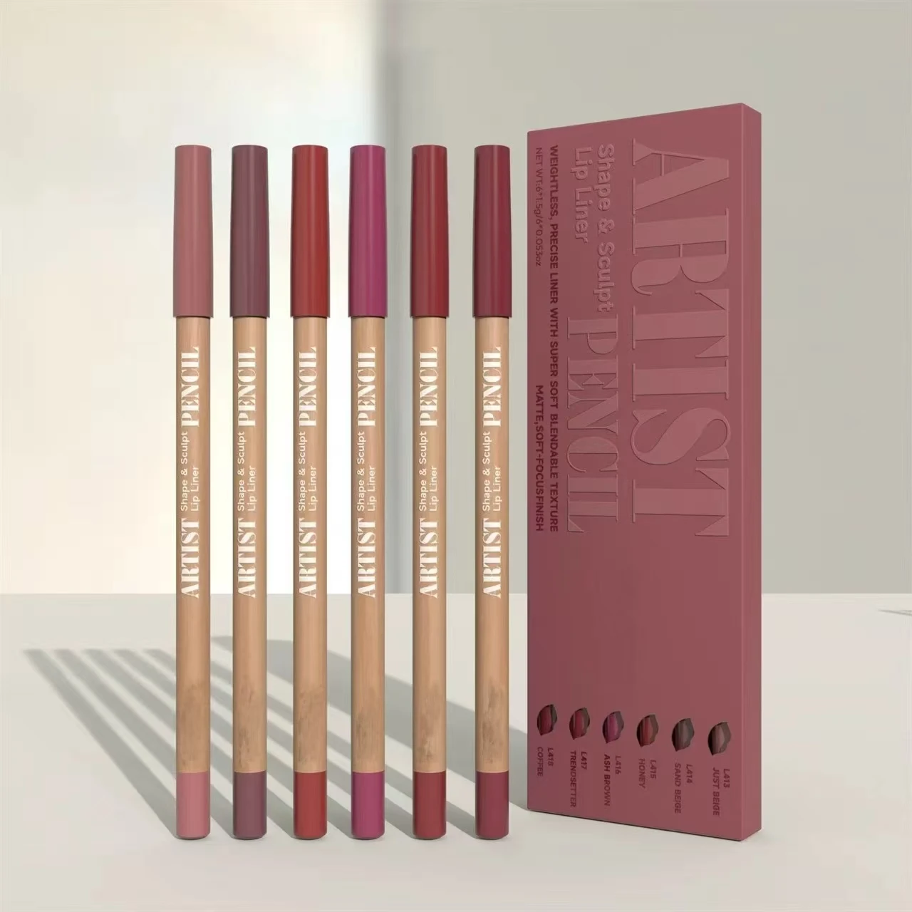 مجموعة أقلام تحديد الشفاه، بطانة دقيقة عديمة الوزن مع نسيج فائق النعومة وقابل للمزج وغير لامع #1