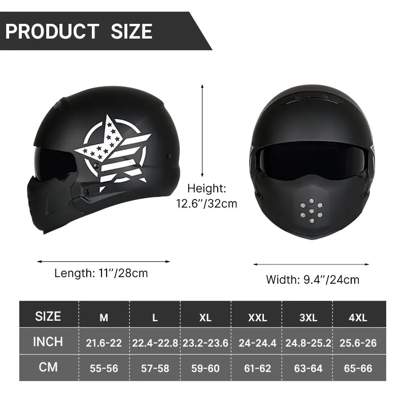 High Quality Bright Black Scorpion Helmet Detachable Multi-purpose Combination Helmet Motorcycle Locomotive DOT ECE Approved