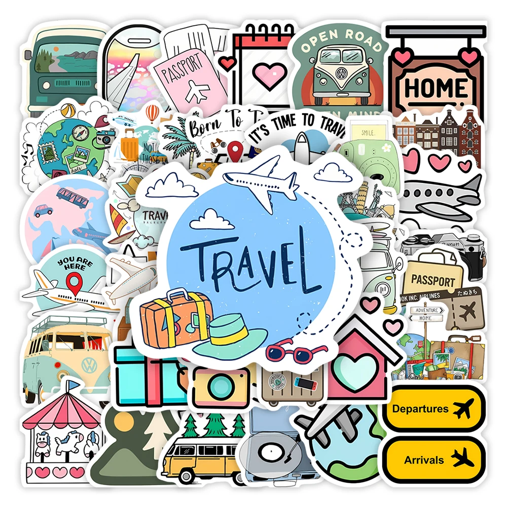 Cute Cartoon World Travel Stickers DIY Kids Toys Gift Decorative Decal for Scrapbook Laptop Phone Luggage Bottles Waterproof