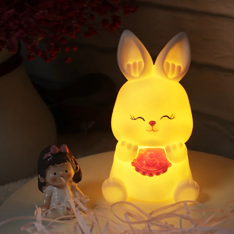 Veilleuse lapin de dessin animé mignon pour chambre à coucher, lampe de chevet, ornement Shoe créatif, petit cadeau, éclairage de bureau