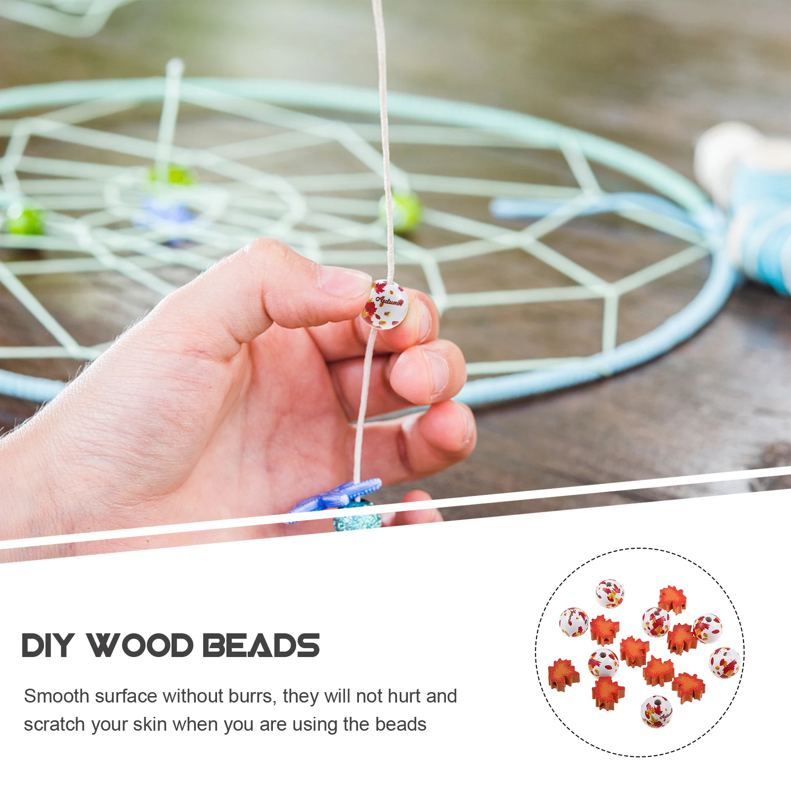 

80 Pcs Wooden Bead String DIY Accessories Flower Garland Decorations Making Beads Wooded Wreaths Loose Decorative Tassel