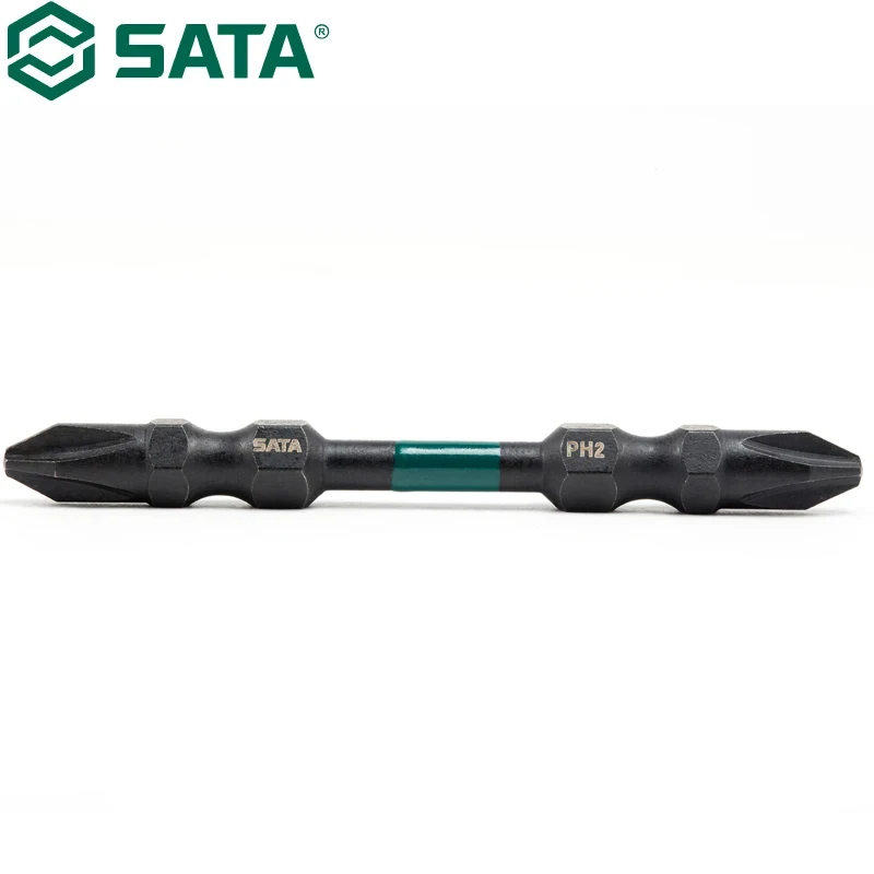 SATA 59802 10-piece 6.3MM Series 65MM Long Impact Resistant Double Headed Bit Set Long Life Reduce Impact