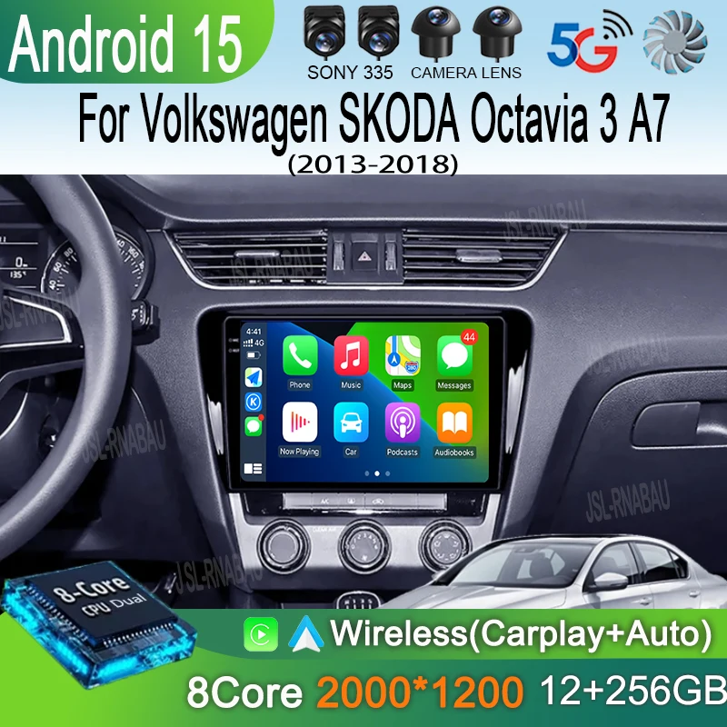 

Android 15 Carplay Car Radio For Volkswagen SKODA Octavia 3 A7 2013-2018 Navigation GPS Multimedia Video Player Head Unit 2Din