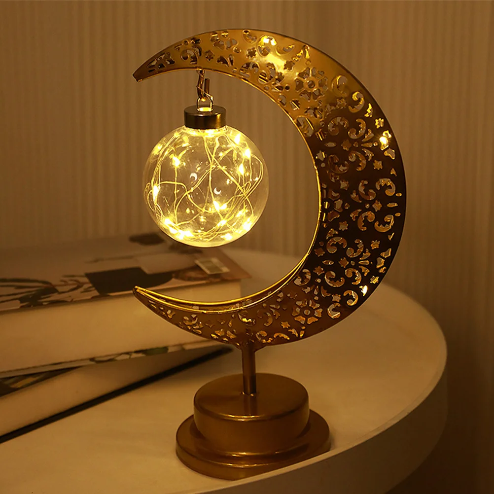 

LED Moonlight Hollowed Table Lamp Vintage Bedside Desk Light Decorative Atmosphere Night Light for Bedroom Kids Room Living Area