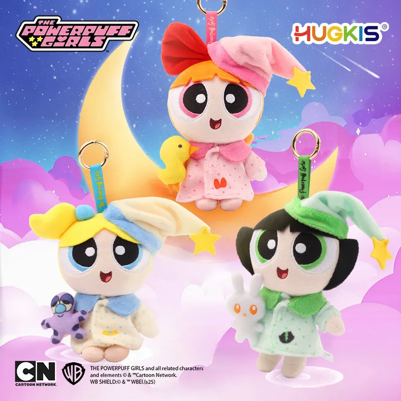 HUGKIS Official Powerpuff Girls Bubbles Plush Keychain – Sweet Dreams Pajama Series, Cute Stuffed Bag Charm Gift Toy