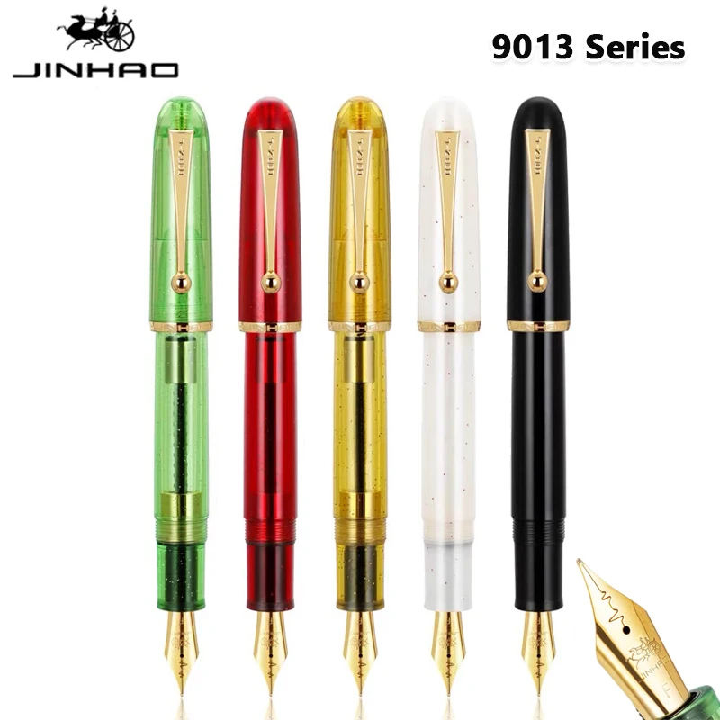 Jinhao 9013 Fountain Pen Acrylic 5Color Heartbeat M/F Nib Elegant Luxury  Pen Writing ink Pens Office Stationery School Supplies