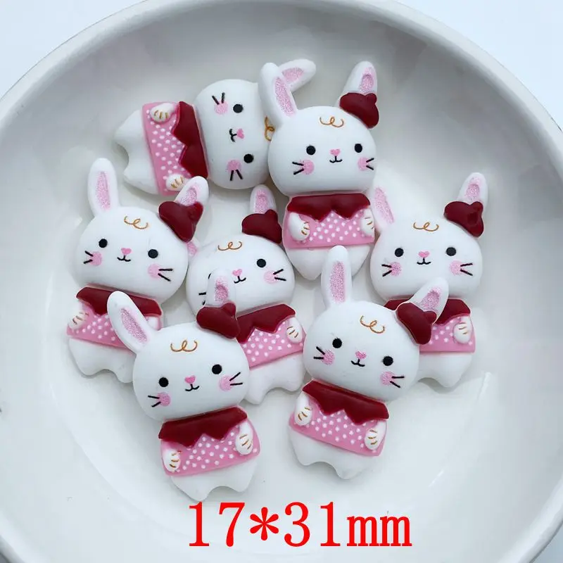 10Pcs New Cartoon PenguinRabbitDinosaurCat Series Resin Figurine Crafts Flatback Ornament Jewelry Making Hairwear Accessories