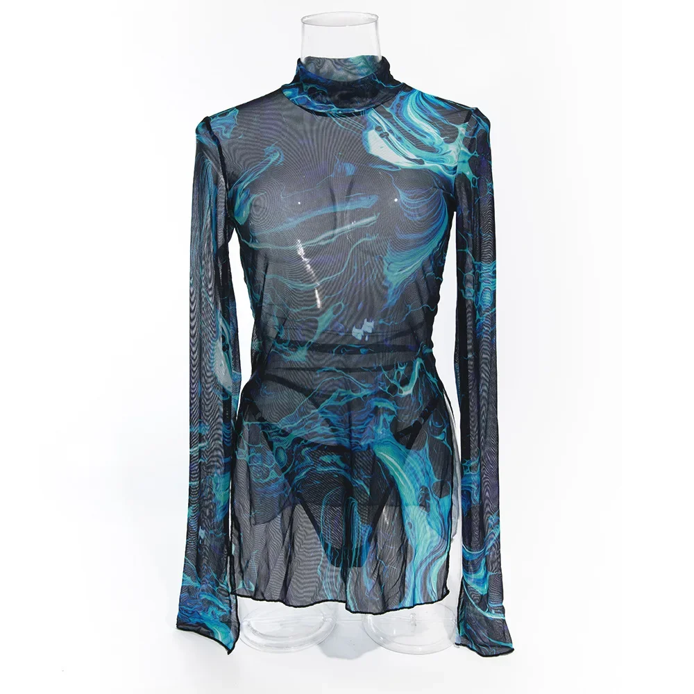 

New in Tie Dye Dress Short Dresses Fashion Summer 2024 Girls Sexy Woman Novelty 2024 chic Long Sleeve Fantasy Body