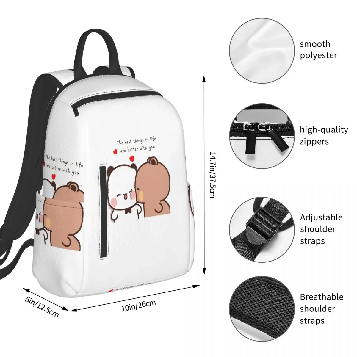 Peach And Goma Bubu Dudu Balloon Backpack Student BookBag Children School Bag Laptop Shoulder Bags Men Women