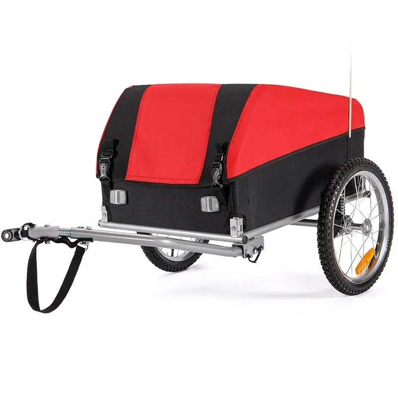 Bicycle Trailer With Oxford Fabric Foldable Bike Cargo Trailers, Supports Up To 130 LBS, Removable Cover, Black