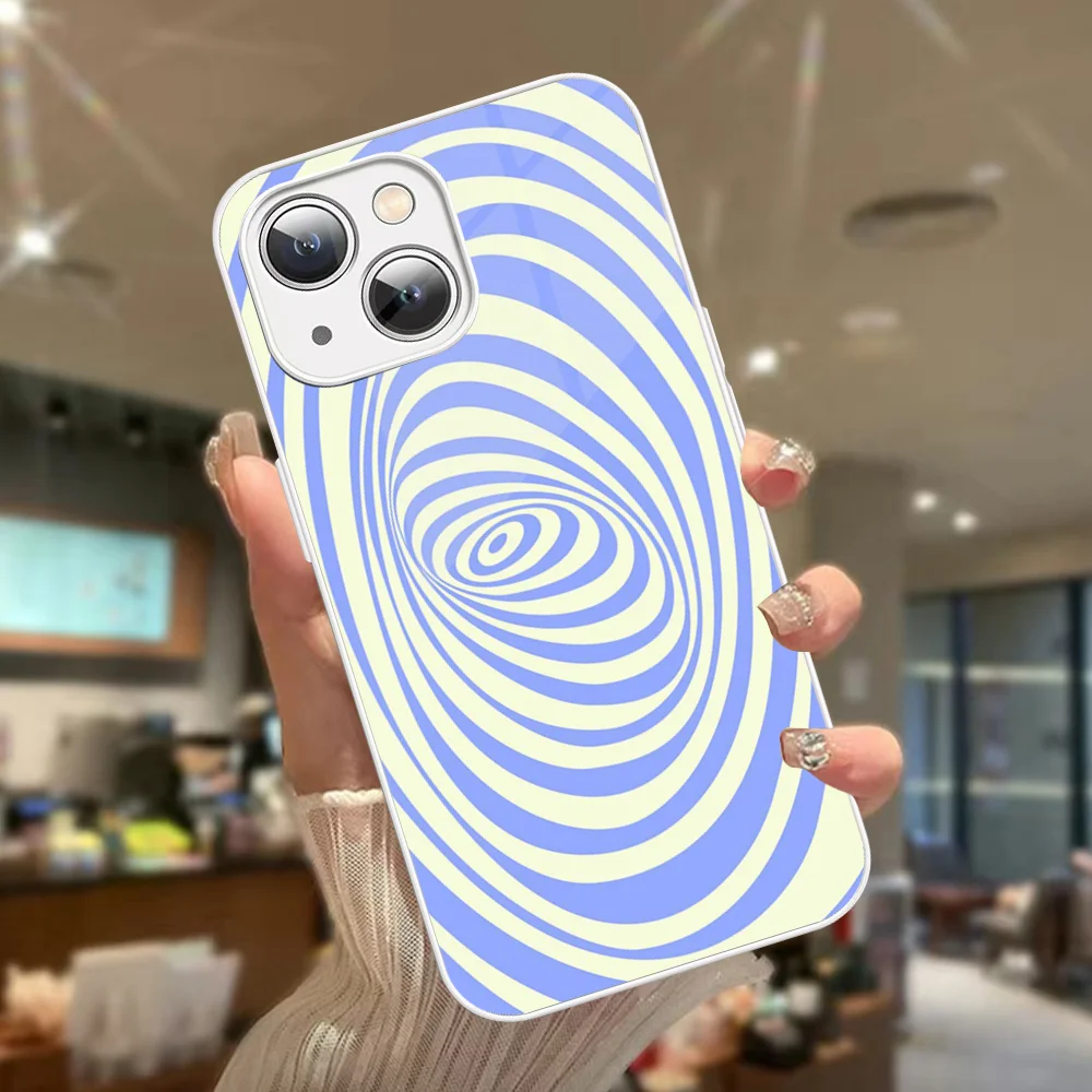 Fashion Swirl Pattern Phone Case Tempered Glass For Iphone 14 13 12 11 Pro Mini XS MAX 14Plus X XS XR Fundas