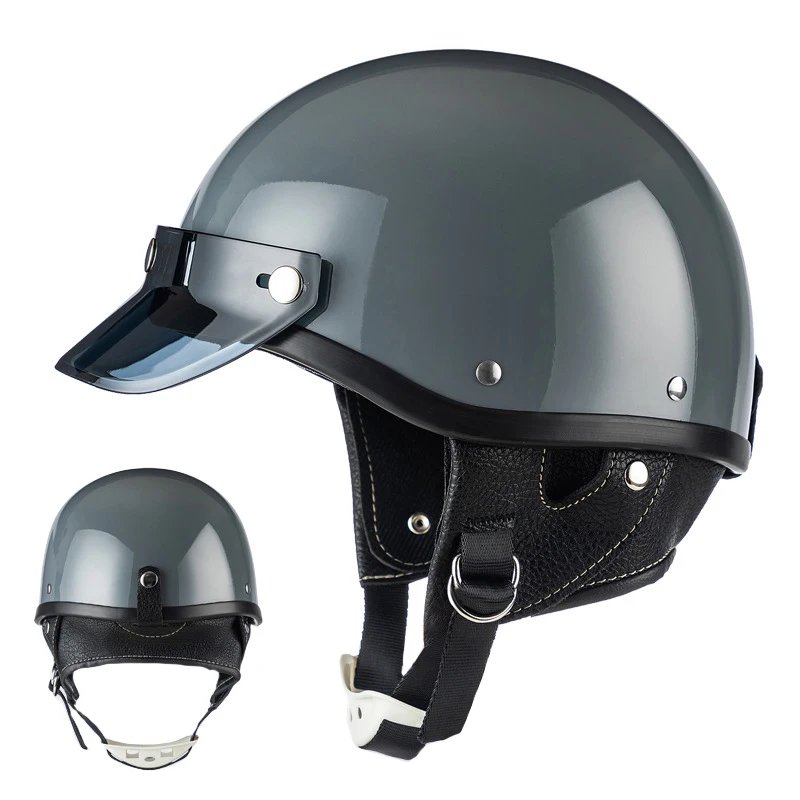 Dot Goedgekeurde Retro Low Profile Halve Helmen Voor Motorrijden Motor Bromfiets Open Gezicht Helm Cascos 1/2 Abs Veiligheidskap