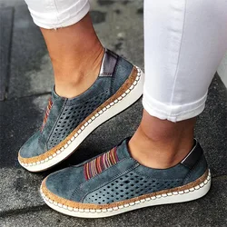 XIHAHA Women Slip on Sneakers Shallow Loafers Vulcanized Shoes Breathable Hollow Out Casual Ladies Shoe Women's Single Shoes
