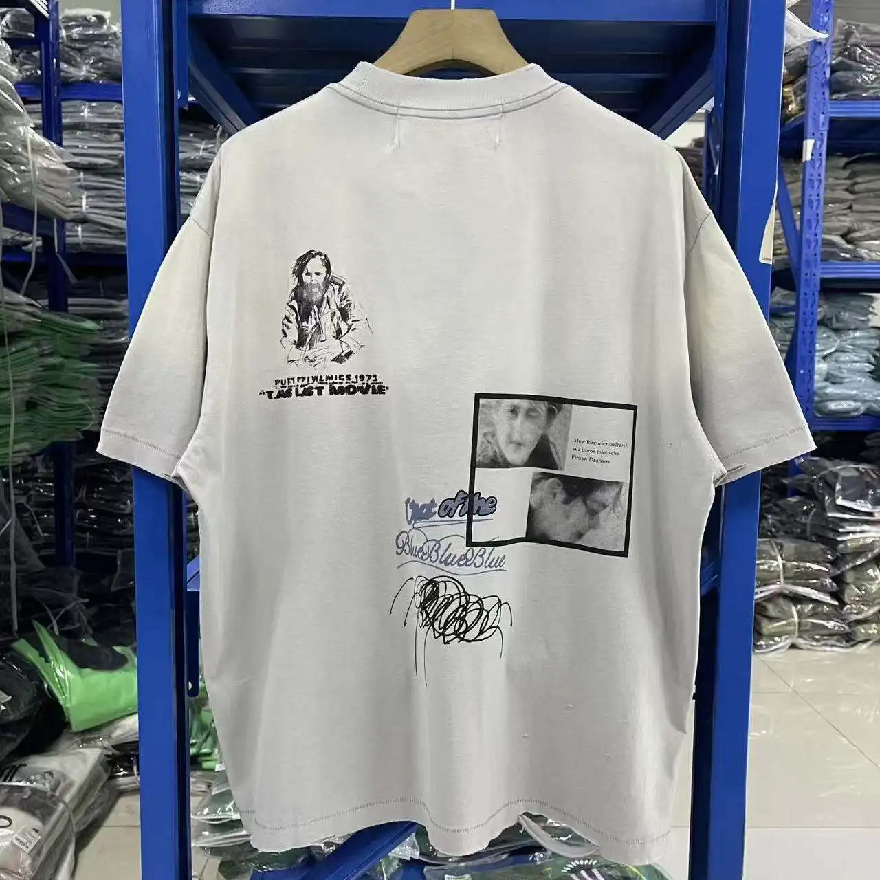 Paly High Street Style Rhinestone Printed T-Shirt Unisex Loose Retro Fashion Short Sleeve City Walk Cotton Top for Spring