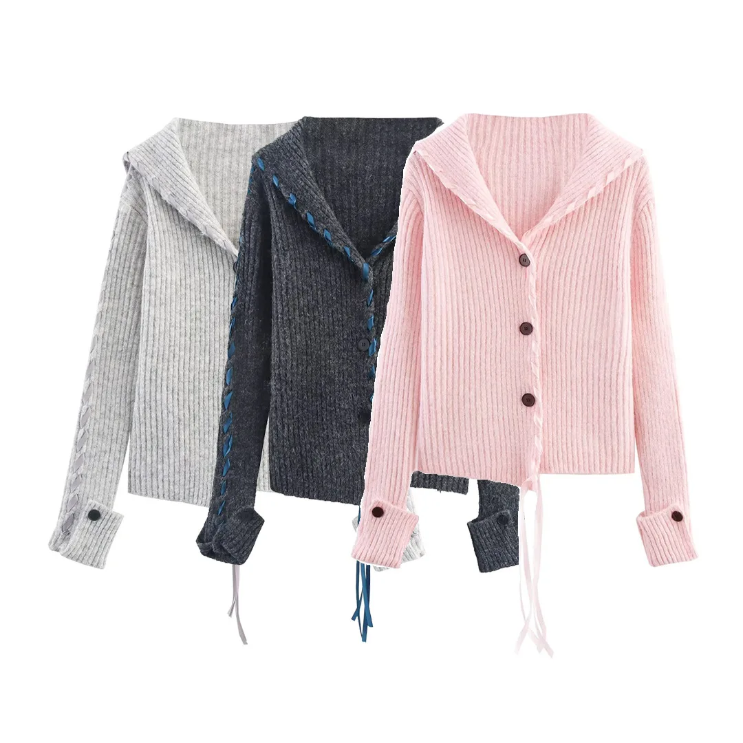 

2025 Autumn French Chic Lazy Sweater Tops For Women Knitted Cardigan Korean Fashion Casual Pull Femme