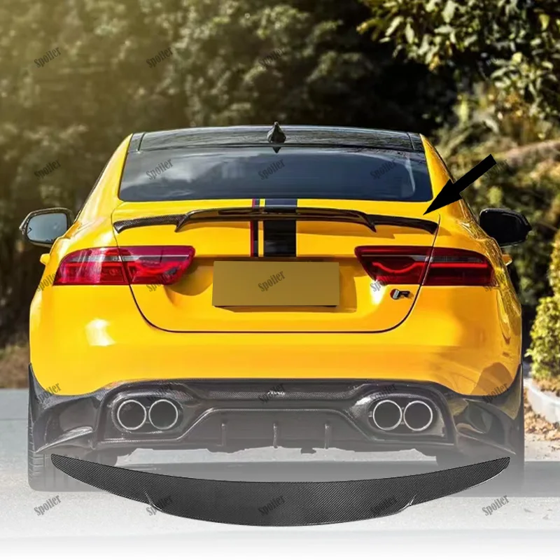 For Jaguar XE XEL Spoiler GT Style  High Quality Carbon Fiber Rear Trunk Wing Lip Rear Spoiler Wing Trunk Lip Boot Cov 2018-2022